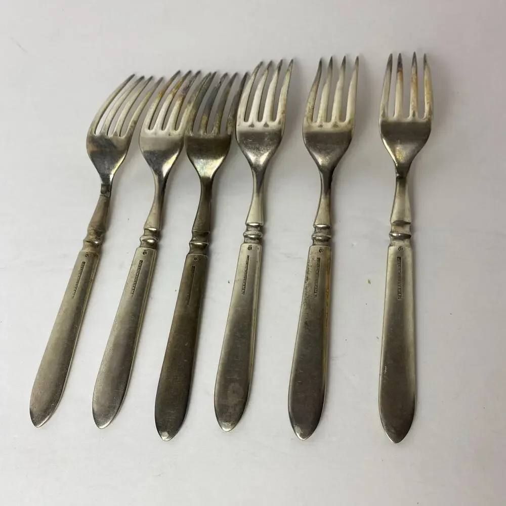 Antique Holmes & Edwards Forks Lot of 6 Silverplate Warranted 12